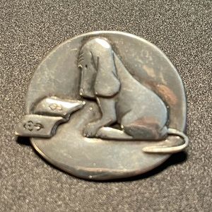 Black Friday sale!  James Thurber Sterling Silver ‘Reading Hound Dog’ Pin